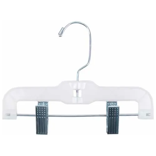 1610RCLH Skirt/Slack Hanger-Infant Super Heavy Weight W/Long Hook & Metal Clips, Plastic-WH