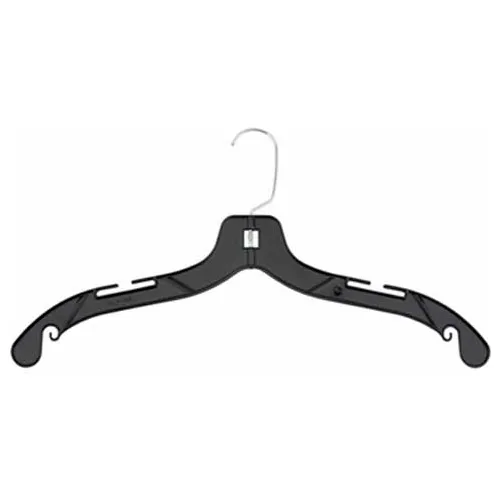 2508 T-Shirt Weight Dress Hanger, 17"L, Plastic-BK, Pkg Qty 100