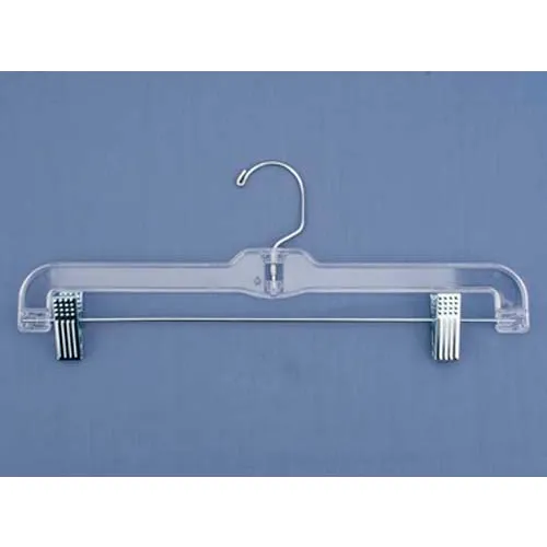 602RC Skirt/Slack Hanger-Jumbo Weight W/Metal Clips, 14"L, Plastic-CL, Pkg Qty 100