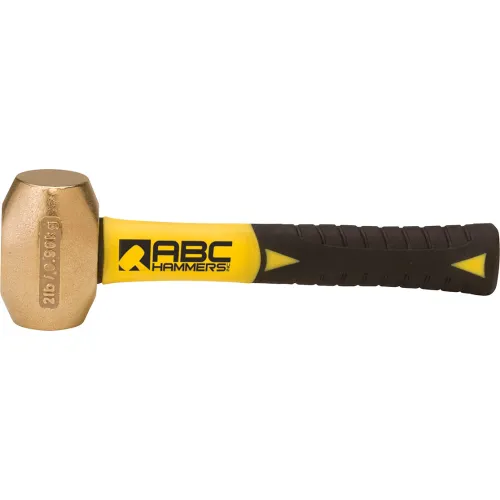 ABC Hammers ABC2BFS 2 lb. Non-Sparking Brass Hammer, 8" Fiberglass Handle