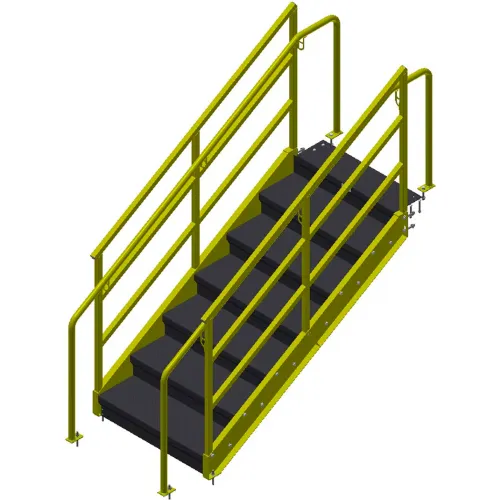 Bluff IBC 8 Step Steel Stairway, 36"W, 52"H, Yellow