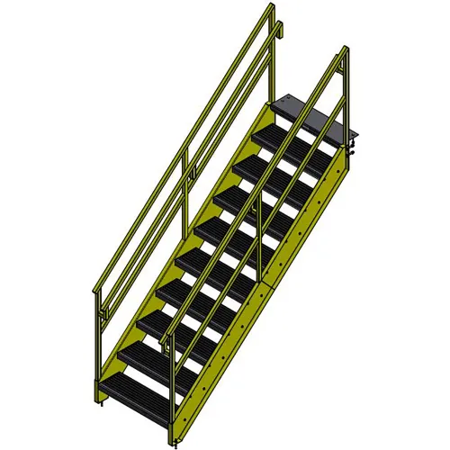 Bluff OSHA 10 Step Steel Stairway, 36"W, 89"H, Yellow