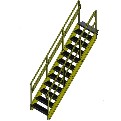 Bluff OSHA 12 Step Steel Stairway, 36"W, 106"H, Yellow