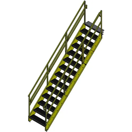 Bluff OSHA 14 Step Steel Stairway, 36"W, 125"H, Yellow