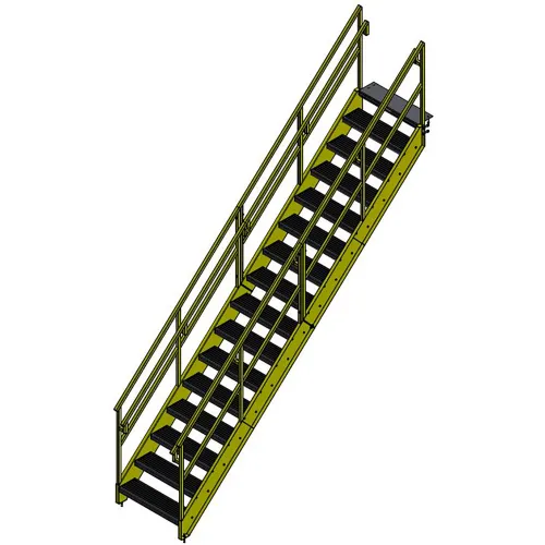 Bluff OSHA 16 Step Steel Stairway, 36"W, 143"H, Yellow