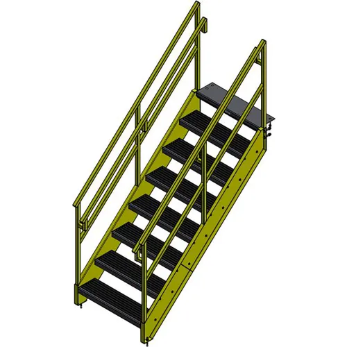 Bluff OSHA 8 Step Steel Stairway, 36"W, 67"H, Yellow