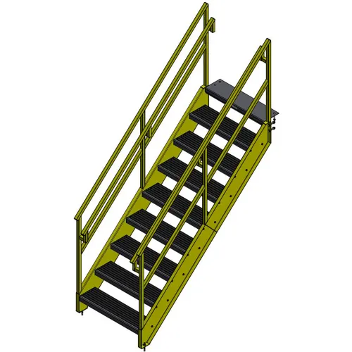 Bluff OSHA 9 Step Steel Stairway, 36"W, 81"H, Yellow