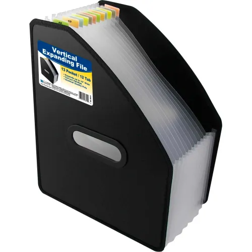 C-Line Products 13-Pocket Vertical Expanding File, Letter Size, Black