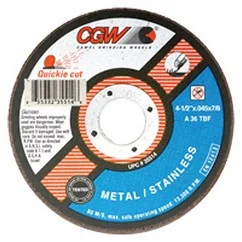 CGW 35517 | 6" Diameter x 7/8" Hole x 3/64" Thickness 10200 RPM 36 Grit Reinforced Aluminum Oxide Type 1 Cutoff Wheel