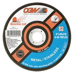 CGW 45012 | 6" Diameter x 7/8" Hole x 3/64" Thickness 10200 RPM 60 Grit Reinforced Aluminum Oxide Type 1 Cutoff Wheel