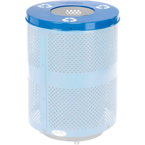 Global Industrial™ Flat Lid - 36 Gallon Blue w/ Recycle Logos