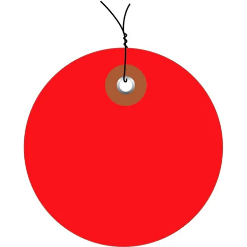 Global Industrial™ Plastic Circle Tag Pre Wired2" Dia., Red, 100/Pack