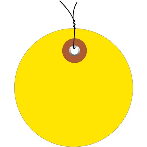 Global Industrial™ Plastic Circle Tag Pre Wired2" Dia., Yellow, 100/Pack