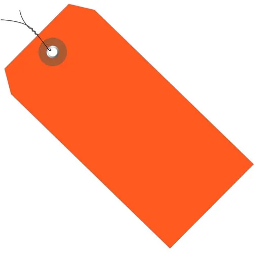 Global Industrial™ Plastic Shipping Tag Pre Wired#5, 4-3/4"L x 2-3/8"W, Orange, 100/Pack