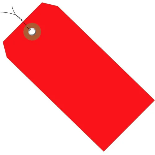 Global Industrial™ Plastic Shipping Tag Pre Wired#5, 4-3/4"L x 2-3/8"W, Red, 100/Pack