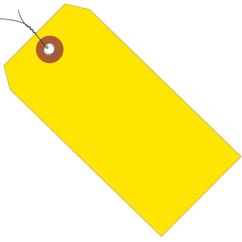 Global Industrial™ Plastic Shipping Tag Pre Wired#8 6-1/4"L x 3-1/8"W, Yellow, 100/Pack