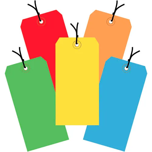 Global Industrial™ Shipping Tag Pre Strung, #5, 4-3/4"L x 2-3/8"W, Assorted Colors, 1000/Pk