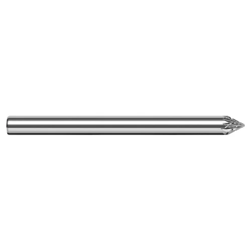 Harvey Tool 58160 | 60 Degree Angle per Side x 1/8" Shank x 0.0330" LOC x 2-1/2" OAL Uncoated Carbide Deburring Chamfer Mill