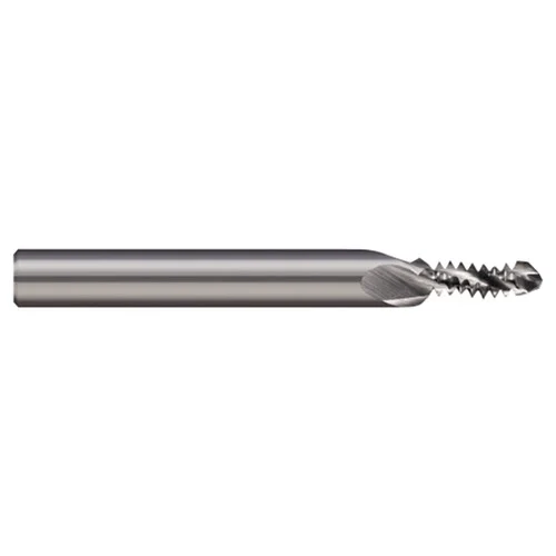 Harvey Tool 820644 | 1/4"-20 Thread x 0.1800" Diameter x 0.2500" Shank x 0.6345" LOC x 2.5000" OAL 3 Flute Carbide Combination Drill & Thread Mill