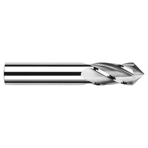 Harvey Tool 824208 | 1/8" Diameter x 1/8" Shank x 1/2" LOC x 3" OAL 90 Degree Angle 4 Flute Uncoated Carbide Drill Mill