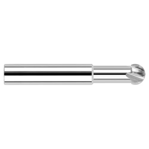 Harvey Tool 833816 | 220 Degree Wrap Angle x 1/4" Diameter x 0.1680" LOC x 1/4" Shank x 2-1/2" OAL 4 Flute Uncoated Carbide Undercutting End Mill - Spherical Ball