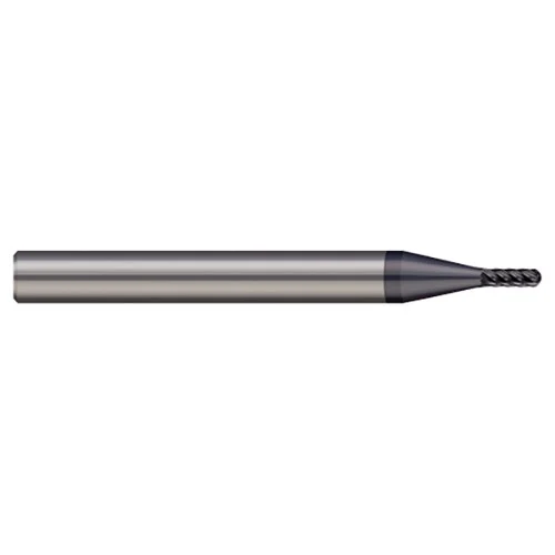 Harvey Tool 843512-C6 | 3/16" Diameter x 3/16" Shank x 9/16" LOC x 2-1/2" OAL 6 Flute AlTiN Nano Coated Carbide Ball End Mill For Hardened Steels