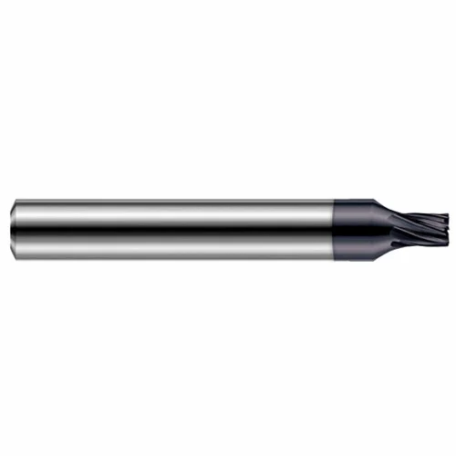 Harvey Tool 879116-C6 | 1/4" Diameter x 1/4" Shank x 3/8" LOC x 2-1/2" OAL x 0.0150" Corner Radius 7 Flute AlTiN Nano Coated Carbide Corner Radius End Mill
