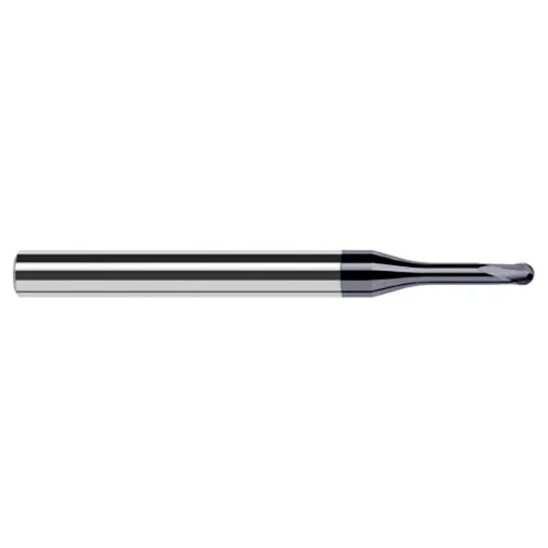 Harvey Tool 881520-C6 | 0.50mm Diameter x 1/4" Shank x 0.016" LOC x 2-1/2" OAL 2 Flute AlTiN Nano Coated Carbide Ball End Mill for Hard Milling