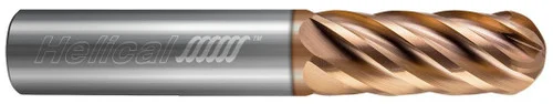 Helical Solutions 83371 | HEV-R-60625-BN 0.625" (5/8) Cutter DIA x 0.625" (5/8) Shank DIA x 1.625" (1-5/8) Length of Cut x 3.500" (3-1/2) OAL Carbide Ball End Mill for Stainless and High Temp, 6 Flutes, TPLUS Coated - (HEV-R-60625-BN)