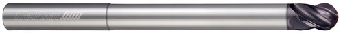 Helical Solutions 83514 | HSV-RN-ML-40375-BN 0.375" (3/8) Diameter x 0.375" (3/8) Shank x 6.000" (6) OAL x 0.500" (1/2) LOC 4 Flute APLUS Coated Ball End Mill