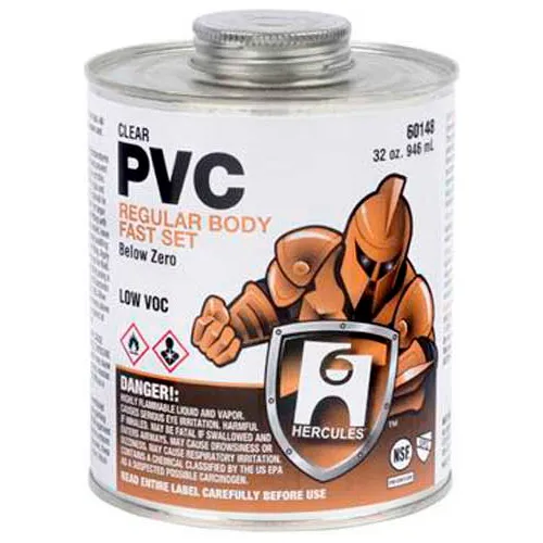 Hercules 60142 Below Zero Pvc - Clear, Regular Body, Fast Set Cement - Dauber In Cap 8 oz. - Pkg Qty 24