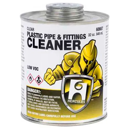 Hercules 60667 Plastic Pipe And Fittings Cleaner - Clear- Dauber In Cap 32 oz. - Pkg Qty 12
