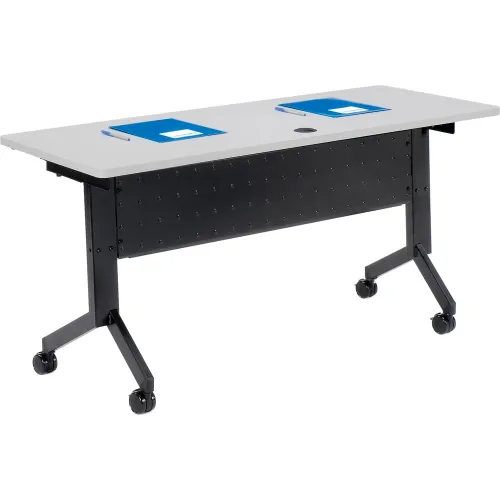 Interion® Flip-Top Training Table, 60"L x 24"W, Gray