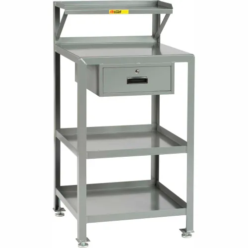 Little Giant Flat Surfaced Shop Desk w/ 3 Shelves, 24"W x 22"D, Gray