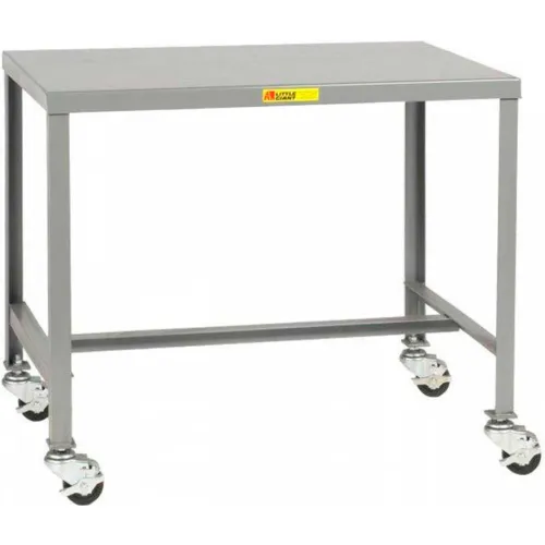 Little Giant® Mobile Machine Table W/ Shelf, Steel Square Edge, 48"W x 24"D x 24"H, Gray