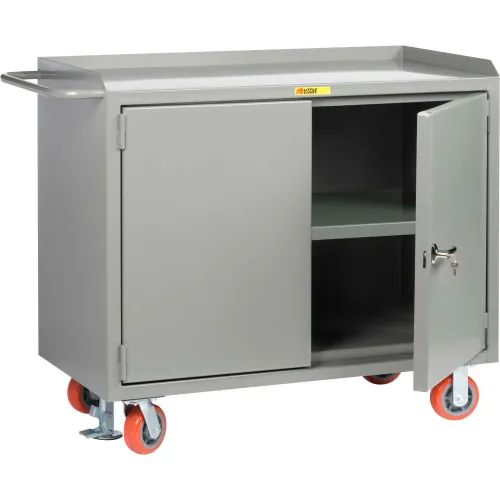Little Giant Mobile Service Bench w/ 2 Doors & 1 Centre Shelf, 48"W x 24"D, Gray