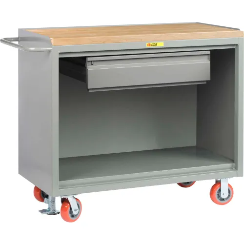 Little Giant Mobile Service Bench w/ Maple Square Edge Top & 1 Drawer, 48"W x 24"D, Gray