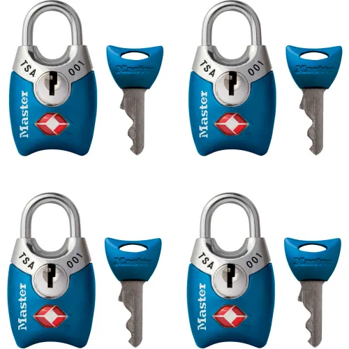 Master Lock® No. 4689Q TSA-Accept Keyed-Alike Metal Padlock 1"W Assorted Colors - 4-Pack - Pkg Qty 4