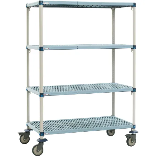 Metro® MetroMax Q Shelf Truck w/4 Shelves, 1000 lb. Capacity, 60"L x 18"W x 79"H, Blue