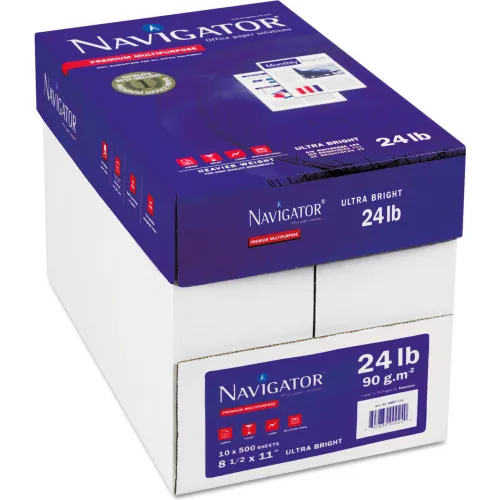 Navigator® Platinum Paper - White - 24 lbs. - 8-1/2" x 11" - 5000 Sheets/Carton