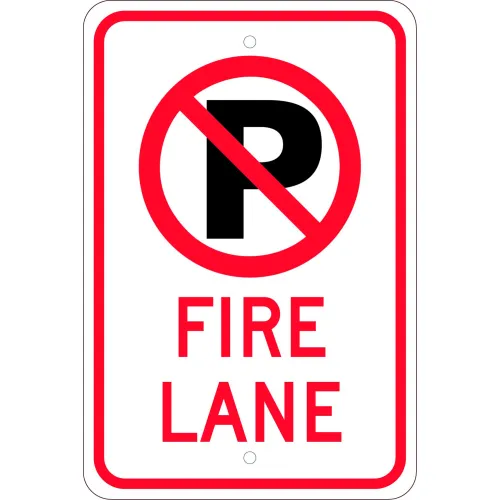 NMC TM0101K Traffic Sign, No Parking (Graphic) Fire Lane, 18" X 12", White