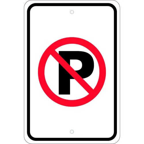 NMC TM0166J Traffic Sign, No Parking Graphic Symbol, 18" X 12", White