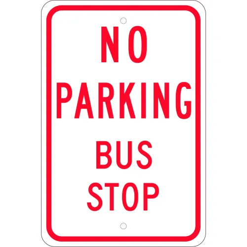 NMC TM099J Traffic Sign, No Parking Bus Stop, 18" X 12", White