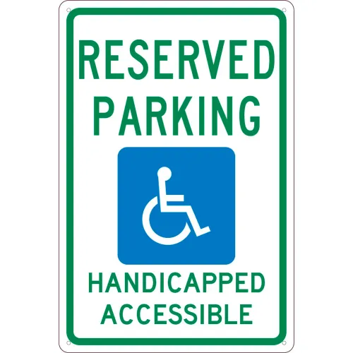 NMC TM197G Traffic Sign, Reserved Parking Van Accessible, 18" X 12", White