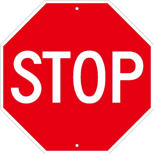 NMC TM34K Traffic Sign, Stop Sign 18", 18" X 18", White