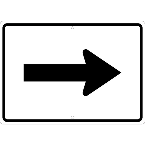 NMC TM503J Traffic Sign, Auxiliary Arrow Right, 15" X 21", White