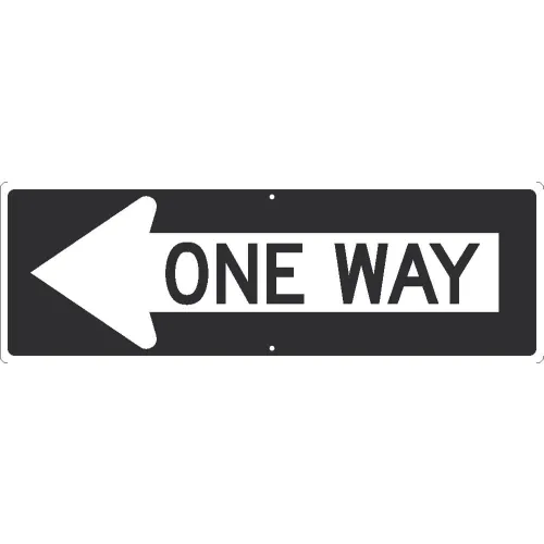 NMC TM508K Traffic Sign, One Way Arrow Left, 12" X 36", White