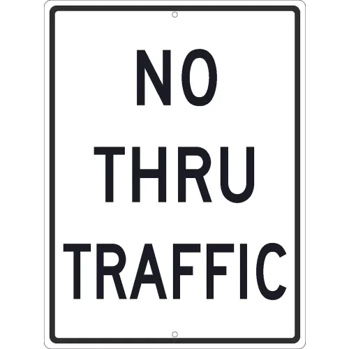 NMC TM515J Traffic Sign, No Thru Traffic Sign, 24" x 18", White