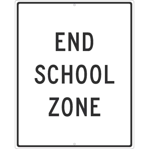 NMC TM600K Traffic Sign, End School Zone, 30" X 24", White