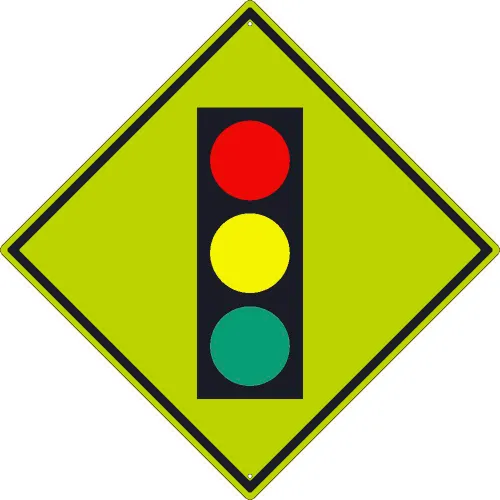 NMC TM612DG Traffic Sign, Intersection Traffic Light (Graphic), 30" X 30", Yellow